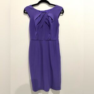 Adrianna Papell Royal Purple Sleeveless Sheath Pencil Dress Pleated Size 4
